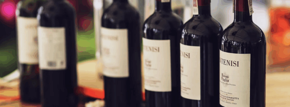 bottles of wine on a counter