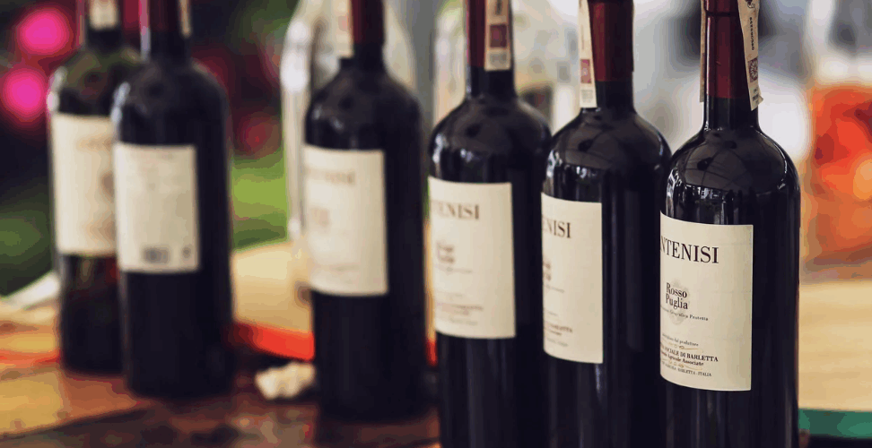 bottles of wine on a counter